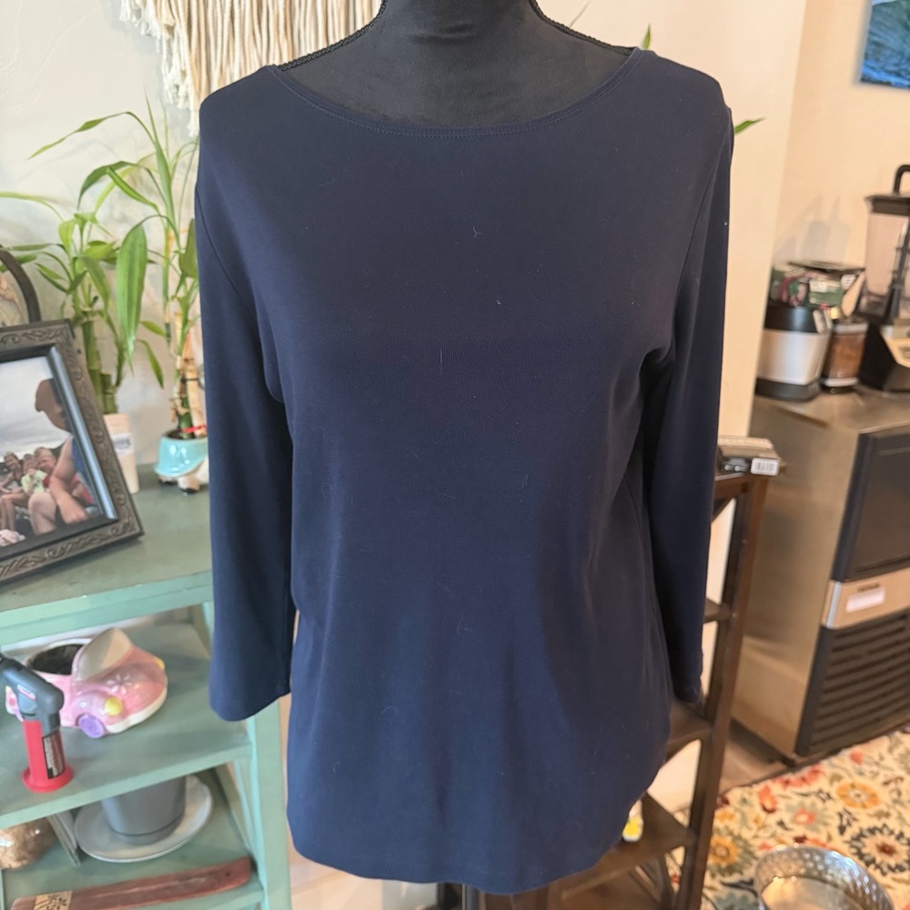 Talbots Classic Navy 3/4-Sleeve Boatneck Women’s Top